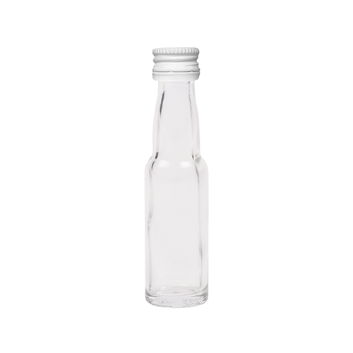 20ml flesje met zwanenhals met witte aluminium schroefdop met garantiering